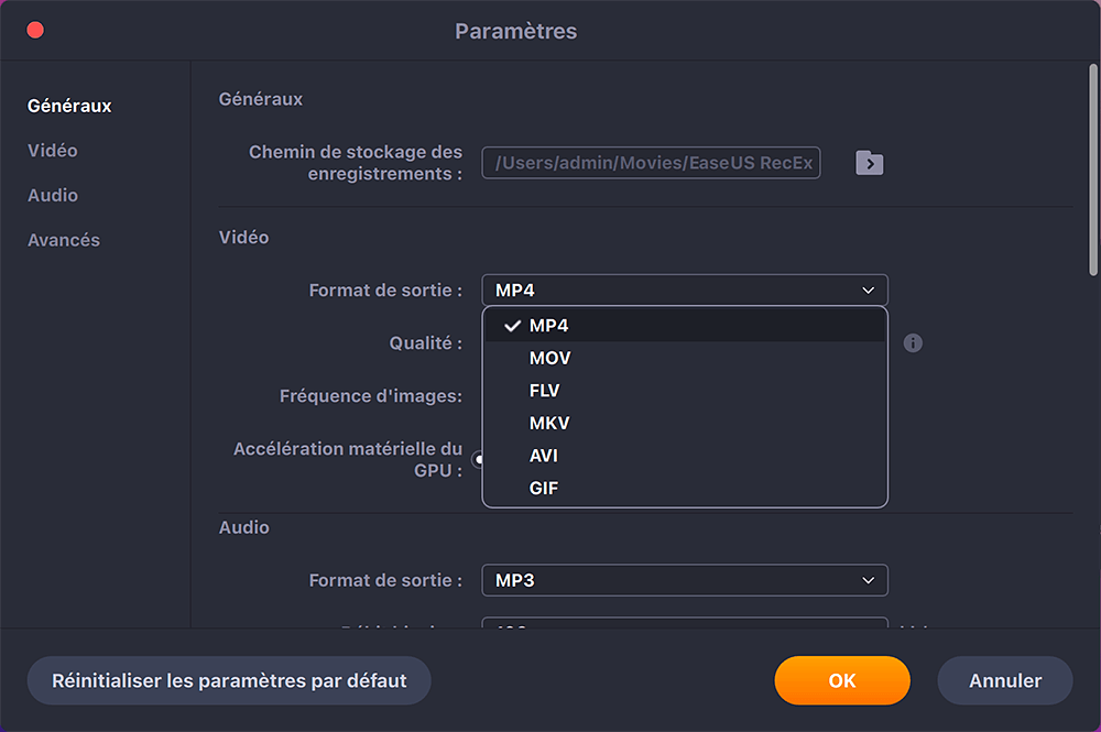 Mac altera o formato de saída