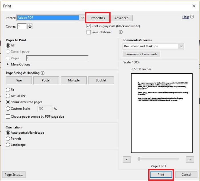 Modifier les propriétés du PDF