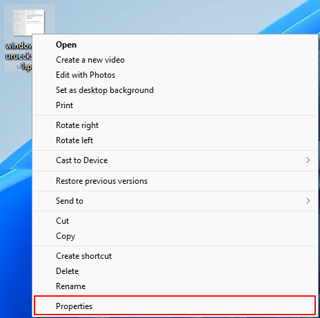 Ouvrez les propriétés du fichier