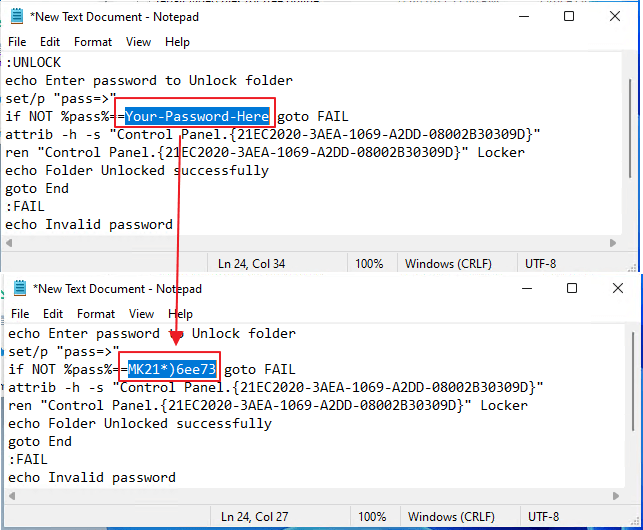 Définir un mot de passe pour verrouiller le dossier