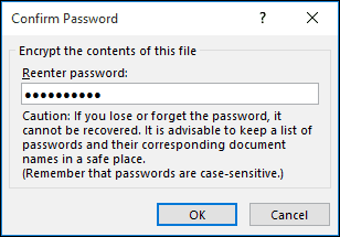 entrer de nouveau le mot de passe pour confirmer