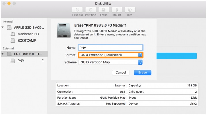 Cliquez sur la liste déroulante Format