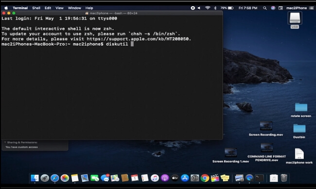 entrez la commande diskutil