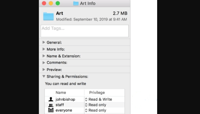 Sélectionnez l'autorisation nécessaire