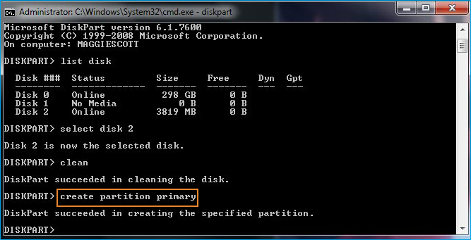 effacer le disque ntfs